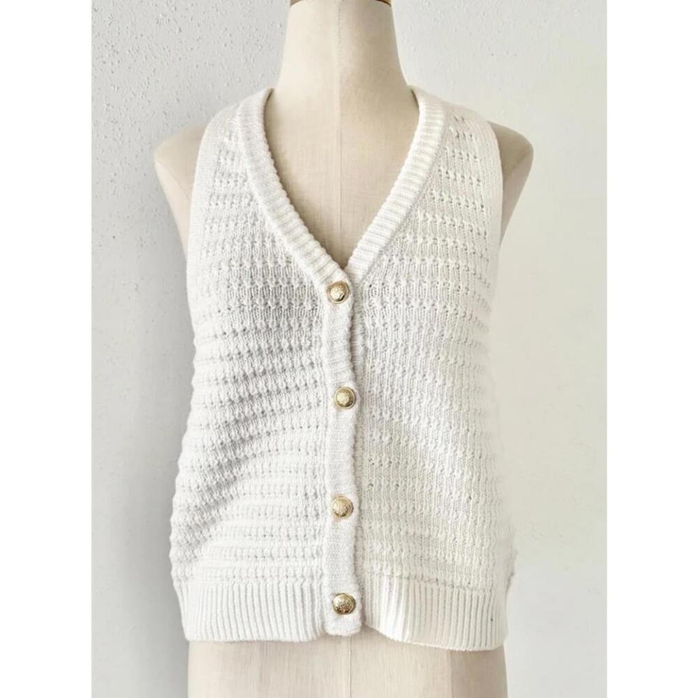 Song of Style White Knit Cardigan Sweater Vest, Women's Small, NWOT